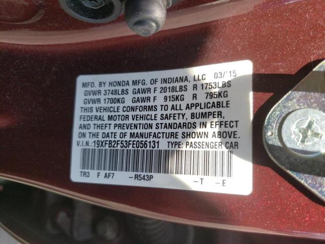 Photo 10 from auction – 2015 HONDA CIVIC LX with VIN 19XFB2F53FE056131