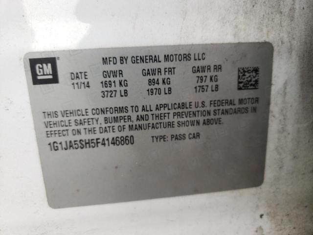 Photo 10 from auction – 2015 CHEVROLET SONIC LS with VIN 1G1JA5SH5F4146860