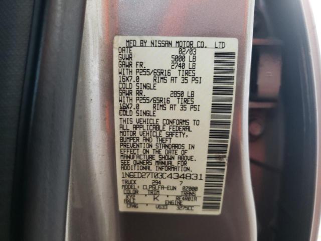 Photo 10 from auction – 2003 NISSAN FRONTIER C with VIN 1N6ED27T03C434831