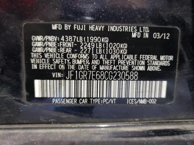 Photo 10 from auction – 2012 SUBARU IMPREZA WR with VIN JF1GR7E68CG230588