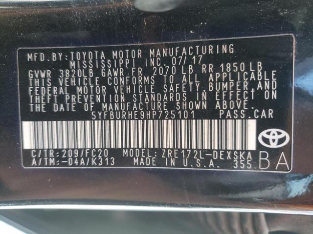 Photo 10 from auction – 2017 TOYOTA COROLLA L with VIN 5YFBURHE9HP725101