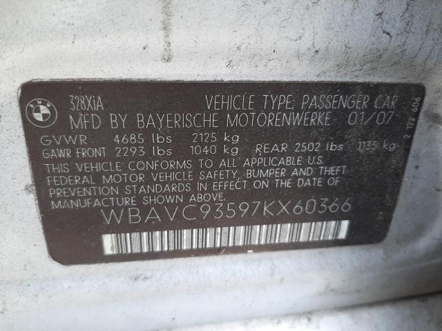 Photo 10 from auction – 2007 BMW 328 XI with VIN WBAVC93597KX60366