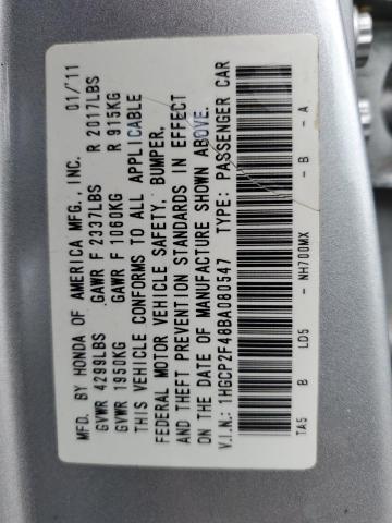 Photo 10 from auction – 2011 HONDA ACCORD LXP with VIN 1HGCP2F48BA080547