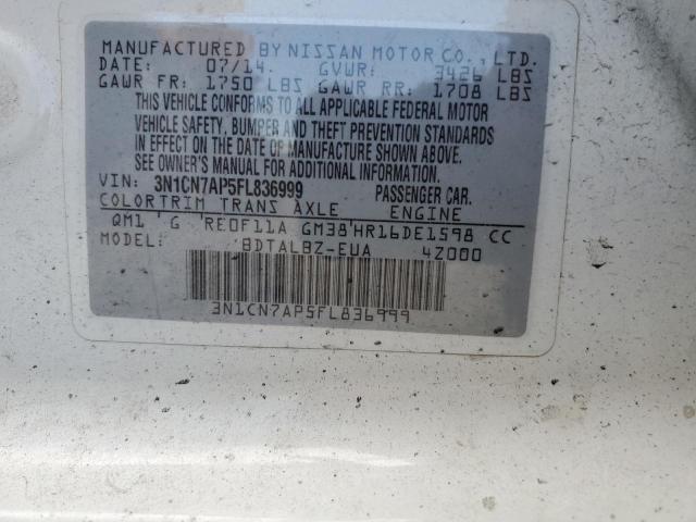 Photo 10 from auction – 2015 NISSAN VERSA S with VIN 3N1CN7AP5FL836999