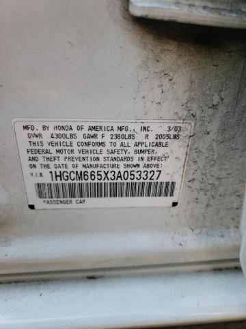 Photo 10 from auction – 2003 HONDA ACCORD EX with VIN 1HGCM665X3A053327