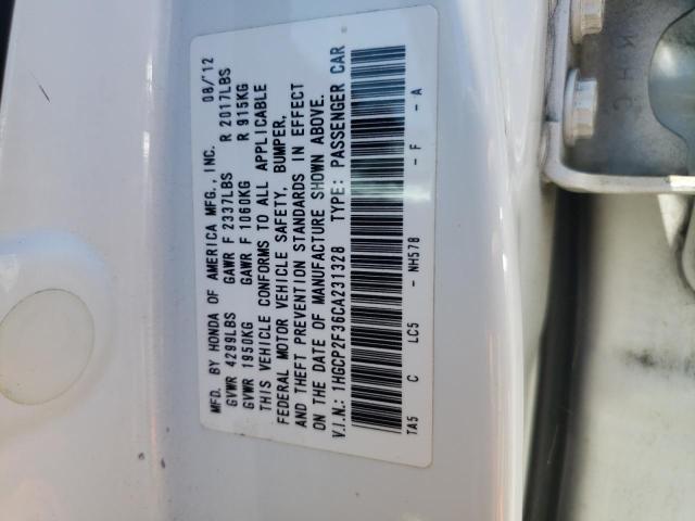 Photo 10 from auction – 2012 HONDA ACCORD LX with VIN 1HGCP2F36CA231328