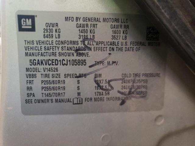 Photo 10 from auction – 2012 BUICK ENCLAVE with VIN 5GAKVCED1CJ105895