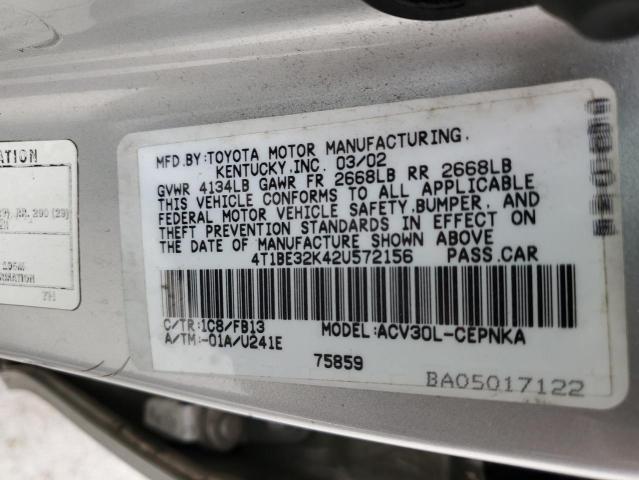 Photo 10 from auction – 2002 TOYOTA CAMRY LE with VIN 4T1BE32K42U572156