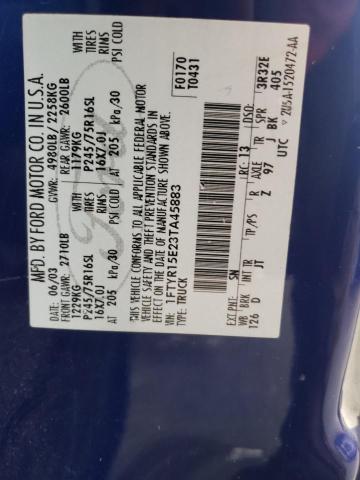 Photo 10 from auction – 2003 FORD RANGER SUP with VIN 1FTYR15E23TA45883