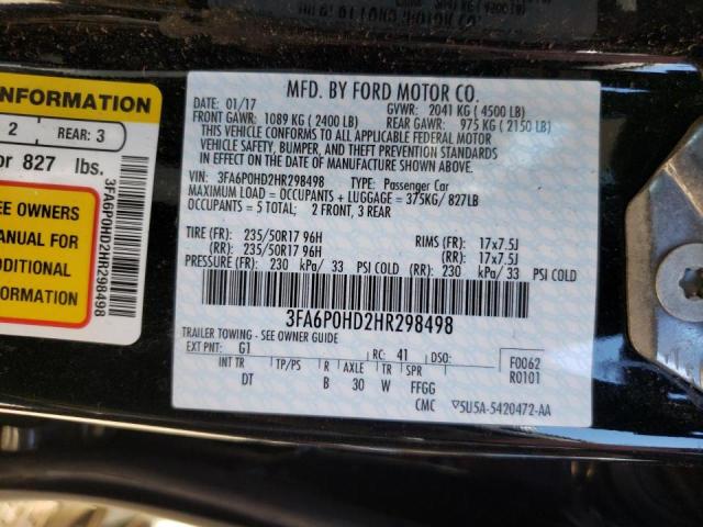 Photo 10 from auction – 2017 FORD FUSION SE with VIN 3FA6P0HD2HR298498