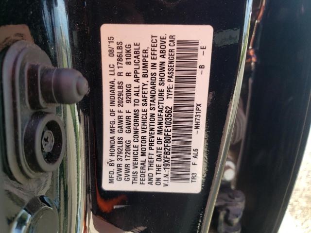Photo 10 from auction – 2015 HONDA CIVIC EX with VIN 19XFB2F80FE103562