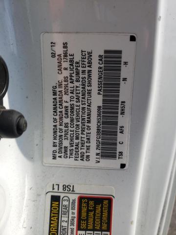 Photo 10 from auction – 2012 HONDA CIVIC EX with VIN 2HGFG3B89CH536098