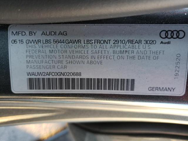 Photo 10 from auction – 2016 AUDI S7 PRESTIG with VIN WAUW2AFC0GN020688