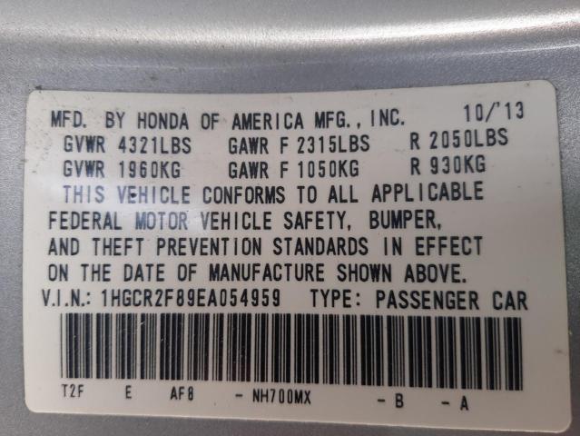 Photo 10 from auction – 2014 HONDA ACCORD EXL with VIN 1HGCR2F89EA054959