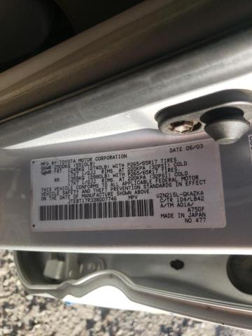 Photo 10 from auction – 2003 TOYOTA 4RUNNER LI with VIN JTEBT17R338007746