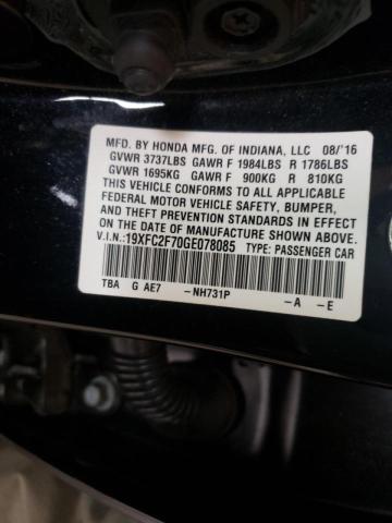 Photo 10 from auction – 2016 HONDA CIVIC EX with VIN 19XFC2F70GE078085