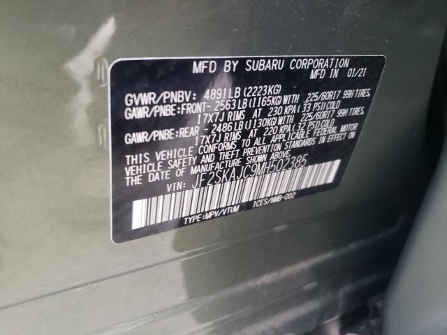 Photo 10 from auction – 2021 SUBARU FORESTER P with VIN JF2SKAJC9MH502385