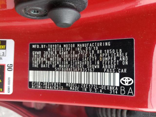 Photo 10 from auction – 2019 TOYOTA COROLLA L with VIN 5YFBURHE5KP935167