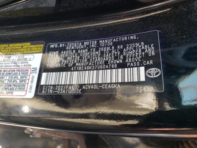 Photo 10 from auction – 2007 TOYOTA CAMRY CE with VIN 4T1BE46K27U604786