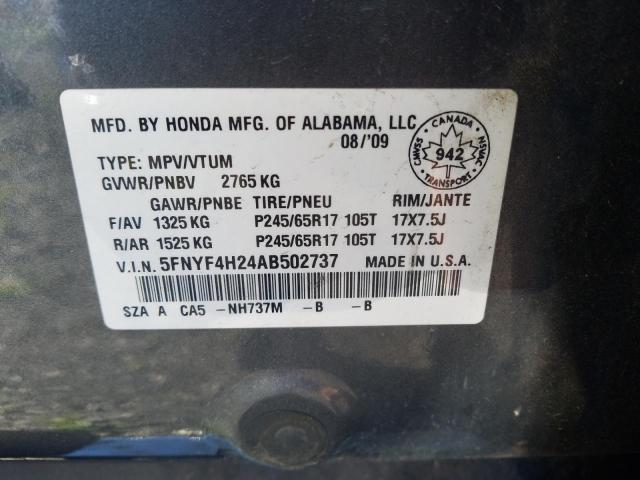 Photo 10 from auction – 2010 HONDA PILOT LX with VIN 5FNYF4H24AB502737