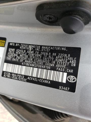 Photo 10 from auction – 2007 TOYOTA CAMRY CE with VIN 4T1BE46K37U648196
