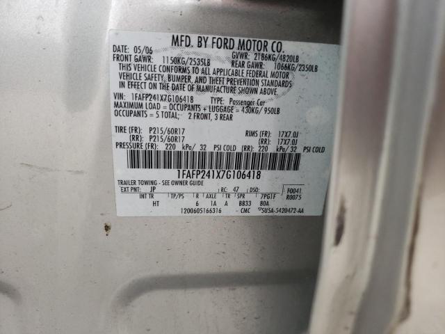 Photo 10 from auction – 2007 FORD FIVE HUNDR with VIN 1FAFP241X7G106418