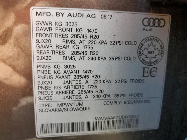 Photo 10 from auction – 2018 AUDI Q7 PRESTIG with VIN WA1VAAF71JD002843