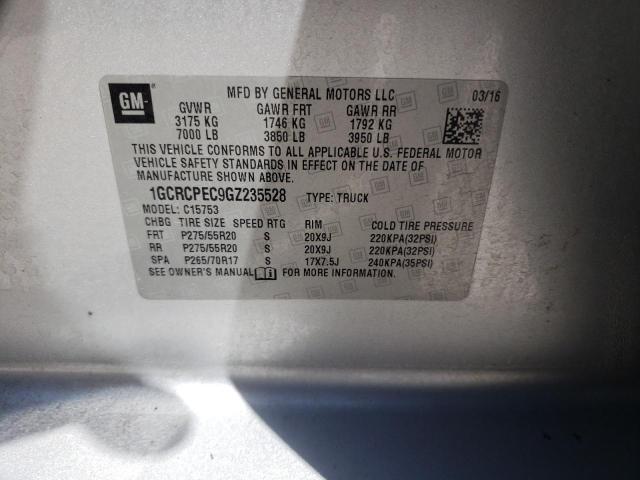 Photo 10 from auction – 2016 CHEVROLET SILVERADO with VIN 1GCRCPEC9GZ235528