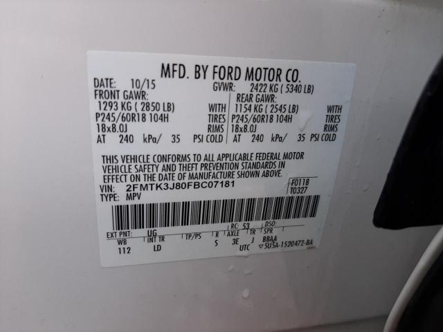 Photo 10 from auction – 2015 FORD EDGE SEL with VIN 2FMTK3J80FBC07181