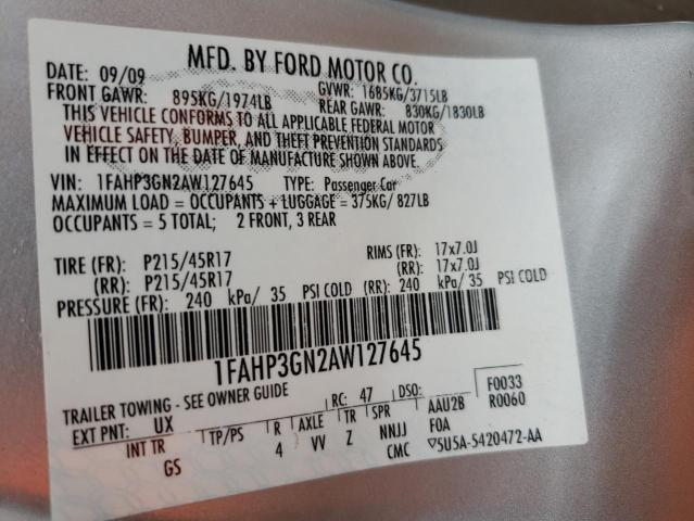 Photo 10 from auction – 2010 FORD FOCUS SES with VIN 1FAHP3GN2AW127645