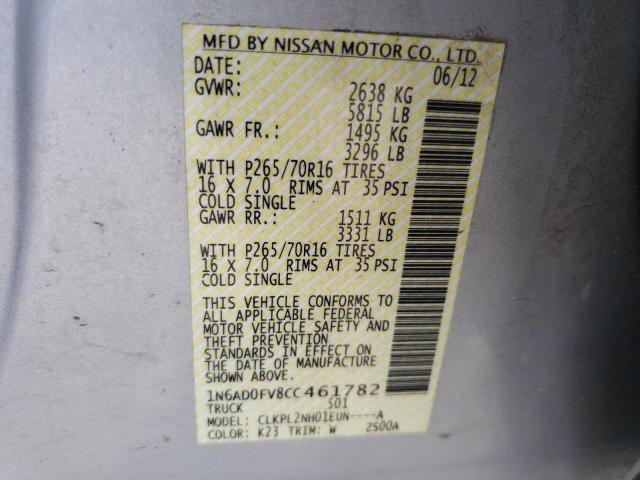 Photo 10 from auction – 2012 NISSAN FRONTIER S with VIN 1N6AD0FV8CC461782