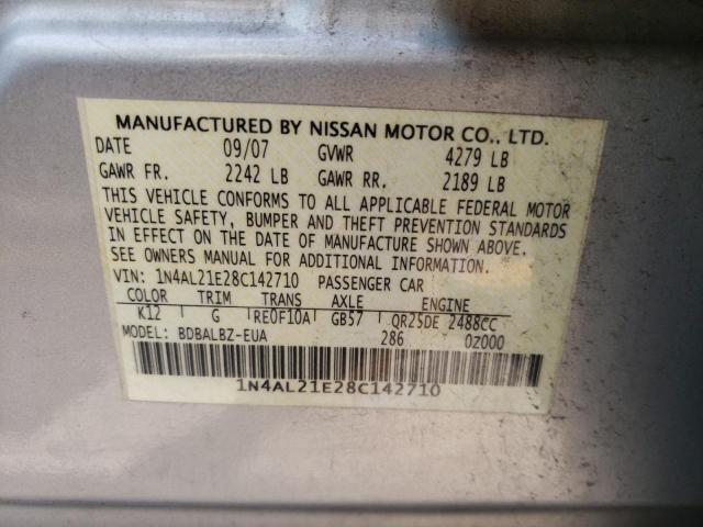 Photo 10 from auction – 2008 NISSAN ALTIMA 2.5 with VIN 1N4AL21E28C142710