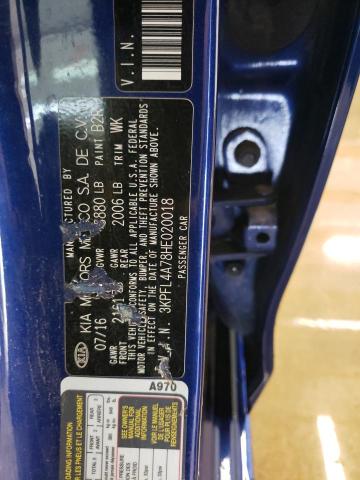 Photo 10 from auction – 2017 KIA FORTE LX with VIN 3KPFL4A78HE020018