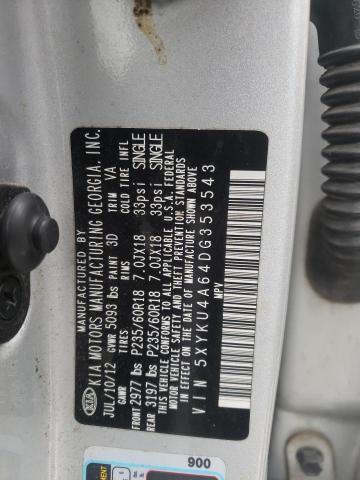 Photo 10 from auction – 2013 KIA SORENTO EX with VIN 5XYKU4A64DG353543