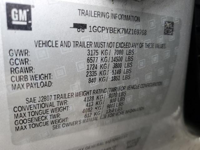 Photo 10 from auction – 2021 CHEVROLET SILVERADO with VIN 1GCPYBEK7MZ169768