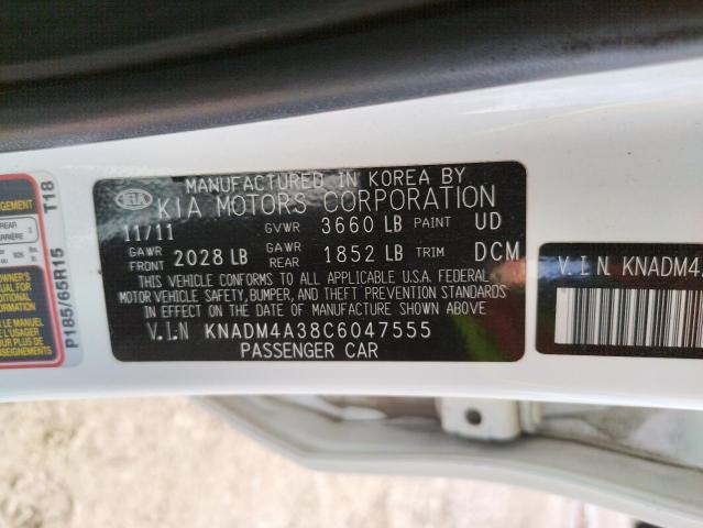 Photo 10 from auction – 2012 KIA RIO LX with VIN KNADM4A38C6047555