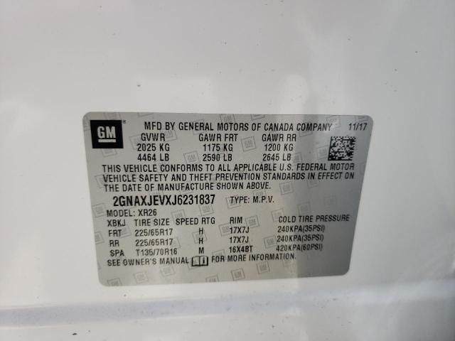 Photo 10 from auction – 2018 CHEVROLET EQUINOX with VIN 2GNAXJEVXJ6231837