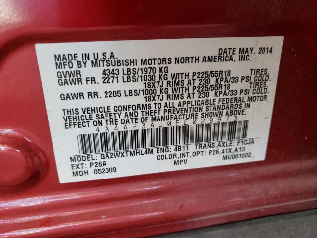 Photo 10 from auction – 2014 MITSUBISHI OUTLANDER with VIN 4A4AP3AU0EE029973