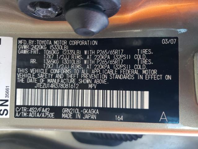 Photo 10 from auction – 2007 TOYOTA 4RUNNER SR with VIN JTEZU14R378081612