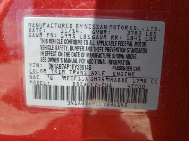 Photo 10 from auction – 2014 NISSAN SENTRA S with VIN 3N1AB7AP1EY336145