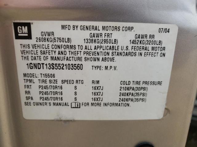 Photo 10 from auction – 2005 CHEVROLET TRAILBLAZE with VIN 1GNDT13S552103560