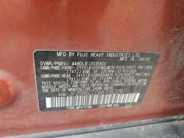 Photo 10 from auction – 2010 SUBARU FORESTER 2 with VIN JF2SH6CC0AH708229