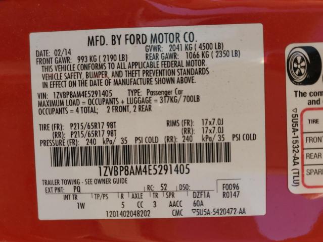 Photo 10 from auction – 2014 FORD MUSTANG with VIN 1ZVBP8AM4E5291405
