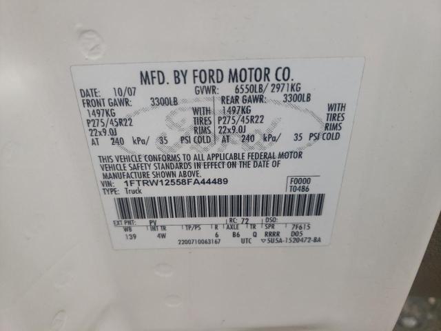Photo 10 from auction – 2008 FORD F150 SUPER with VIN 1FTRW12558FA44489
