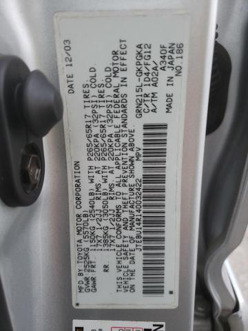 Photo 10 from auction – 2004 TOYOTA 4RUNNER SR with VIN JTEBU14R140032422