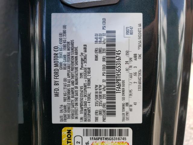 Photo 10 from auction – 2016 FORD MUSTANG with VIN 1FA6P8TH5G5316745