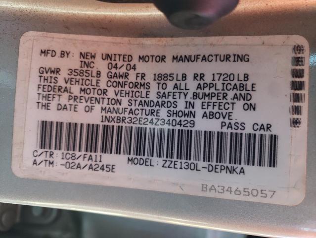 Photo 10 from auction – 2004 TOYOTA COROLLA CE with VIN 1NXBR32E24Z340429