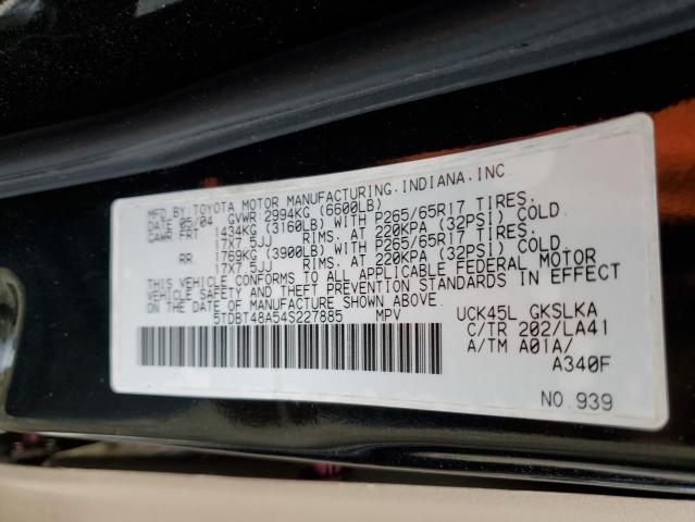Photo 10 from auction – 2004 TOYOTA SEQUOIA with VIN 5TDBT48A54S227885