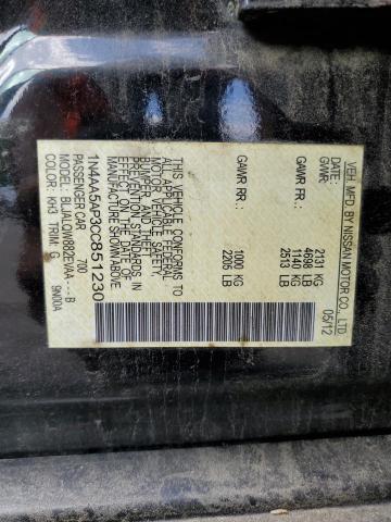 Photo 10 from auction – 2012 NISSAN MAXIMA S with VIN 1N4AA5AP3CC851230