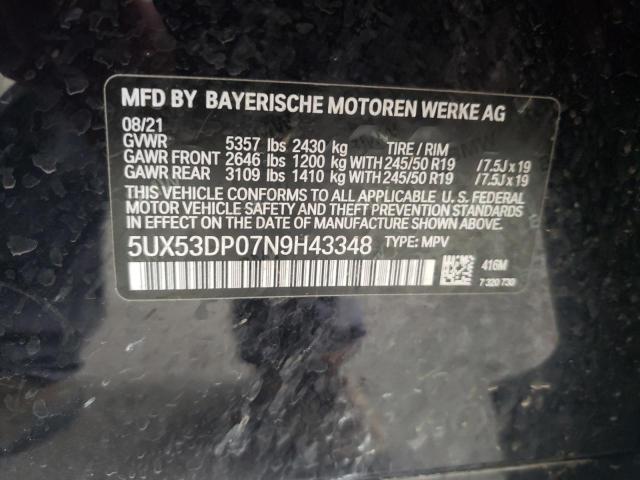 Photo 10 from auction – 2022 BMW X3 XDRIVE3 with VIN 5UX53DP07N9H43348